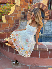 Brinley Floral Mini Dress - White