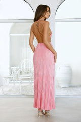 After Dark Love Plisse Maxi Dress Pink