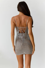Fab Vibe Dress Brown Sequin