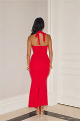 Flickers Of Fantasy Halter Maxi Dress Red