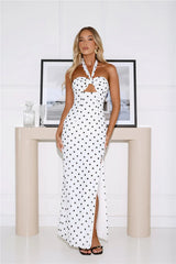 Chic Days Strapless Polka Dot Maxi Dress White