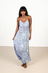 Periwinkle Bandana Patchwork Maxi Dress