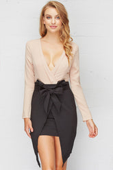Rianna Bow Tie Dress Mocha/Black