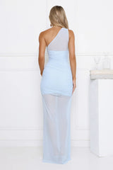 Beachfront Soirée One Shoulder Maxi Dress Blue
