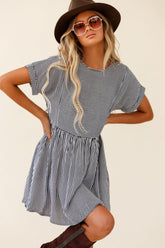 Cannes Striped Day Dress Black