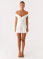 Endless Romance Off Shoulder Mini Dress - White