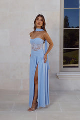 Favourite Luxury Strapless Maxi Dress Blue