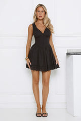 Be Mine Main Embroidered Mini Dress Black