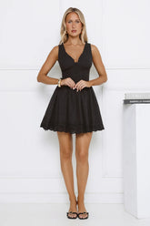 Be Mine Main Embroidered Mini Dress Black