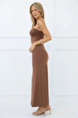 Find Your Wild Strapless Maxi Dress Brown