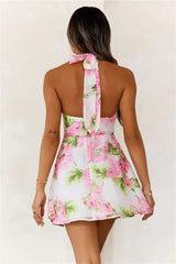 Flower Markets Halter Mini Dress Pink