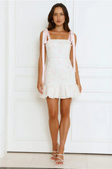 Blossom Embellish Mini Dress Cream