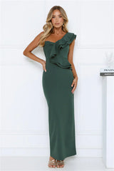 City Girl Energy One Shoulder Maxi Dress Teal