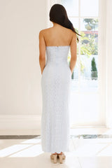 Dollhouse Diaries Strapless Lace Maxi Dress Blue