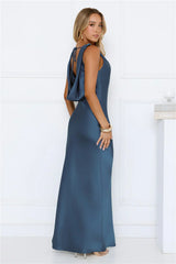 Effortless Appeal Satin Maxi Dress Teal