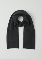 Wool Cashmere Fisherman Rib Scarf | Charcoal