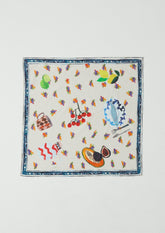 Table Setting Print Cotton Bandana | Ecru Multi