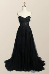 Green Floral Embroidery Strapless A-line Formal Dress