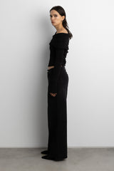 MID-RISE WIDE LEG BLACK WASH JEAN