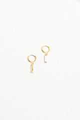 HOOP EARRING WITH TINY BAR PENDANT