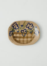 Zosia Painted Flower Platter | Natural/Blue