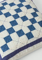 Lattice Patchwork Cushion Cover | Ecru/Aegean Blue