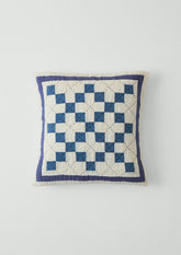 Lattice Patchwork Cushion Cover | Ecru/Aegean Blue