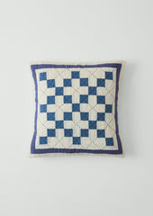 Lattice Patchwork Cushion Cover | Ecru/Aegean Blue