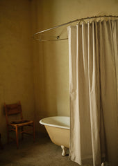 Organic Ticking Stripe Shower Curtain | Ecru/Graphite