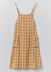 Orchard Check Cross Back Linen Cotton Apron | Mist/Cider