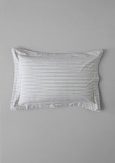 Ticking Stripe Cotton Oxford Pillowcase | Ecru/Graphite