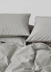 Ticking Stripe Cotton Housewife Pillowcase | Ecru/Graphite