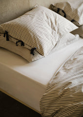Pyjama Stripe Cotton Housewife Pillowcase | Navy/Ecru