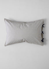 Pyjama Stripe Cotton Housewife Pillowcase | Navy/Ecru