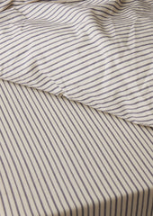 Pyjama Stripe Cotton Fitted Sheet | Navy/Ecru