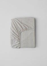 Pyjama Stripe Cotton Fitted Sheet | Navy/Ecru