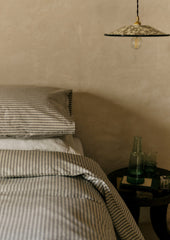Ticking Stripe Cotton Duvet Cover | Ecru/Graphite