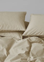 Ticking Stripe Cotton Duvet Cover | Ecru/Straw