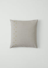Ticking Stripe Cotton Embroidered Square Pillowcase | Ecru/Graphite