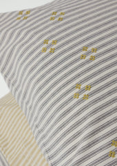 Ticking Stripe Cotton Embroidered Housewife Pillowcase | Ecru/Graphite