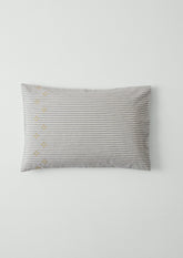 Ticking Stripe Cotton Embroidered Housewife Pillowcase | Ecru/Graphite