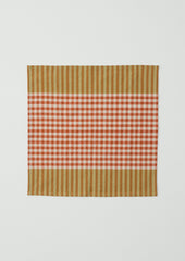 Hand Woven Siesta Check Napkin | Peach/Bright Olive