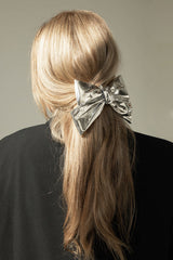 CHROME BOW HAIR CLIP