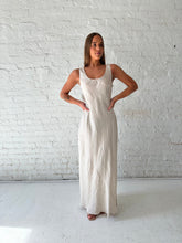 Jaime Beige Scoop Neck Linen Maxi Dress