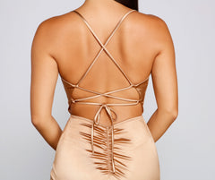 Jennifer Stretch Satin Ruched Formal Dress