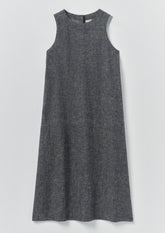 Linen Cotton Twill Apron Shift Dress | Navy/Ecru