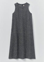 Linen Cotton Twill Apron Shift Dress | Navy/Ecru