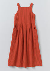 Tablier Stripe Cotton Pinafore Dress | Tomato