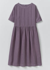 Lightweight Linen Gathered Waist Dress | Dark Thistle