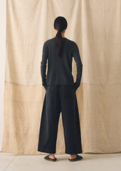 Wool Cashmere Neat Cardigan | Charcoal